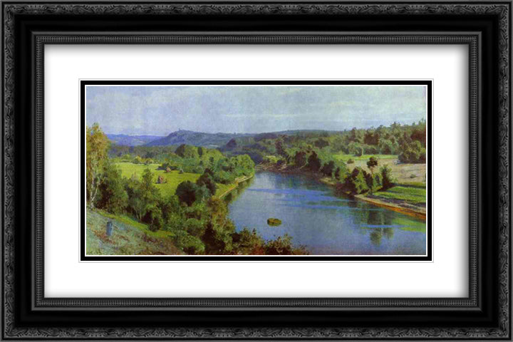 The River Oyat 24x16 Black Ornate Wood Framed Art Print Poster with Double Matting by Polenov, Vasily