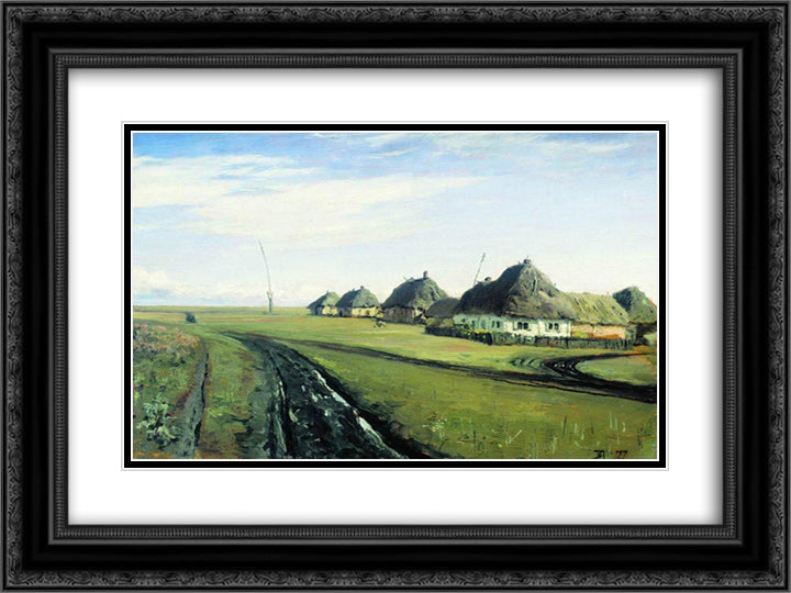 The road near the village 24x18 Black Ornate Wood Framed Art Print Poster with Double Matting by Polenov, Vasily