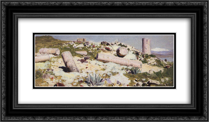 The ruins of Tiberias 24x14 Black Ornate Wood Framed Art Print Poster with Double Matting by Polenov, Vasily
