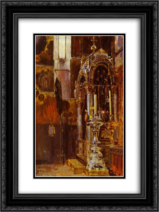 The Shrine of the Metropolitan Iona in the Uspensky Cathedral 18x24 Black Ornate Wood Framed Art Print Poster with Double Matting by Polenov, Vasily