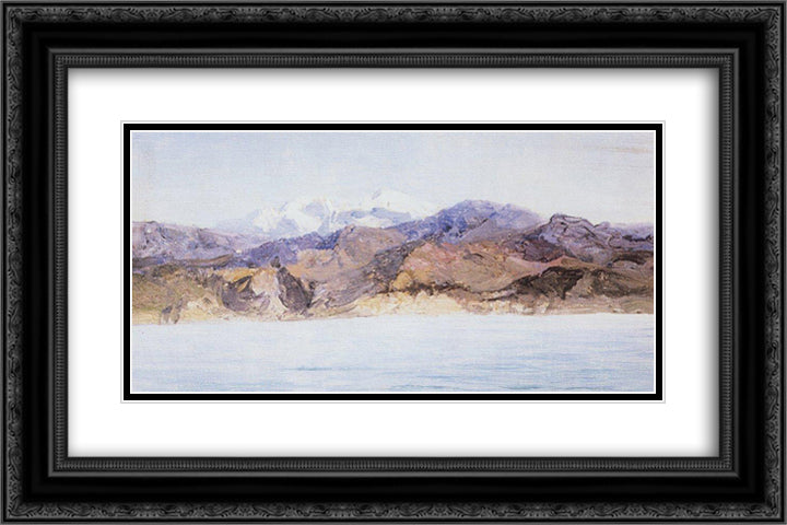 Troas 24x16 Black Ornate Wood Framed Art Print Poster with Double Matting by Polenov, Vasily
