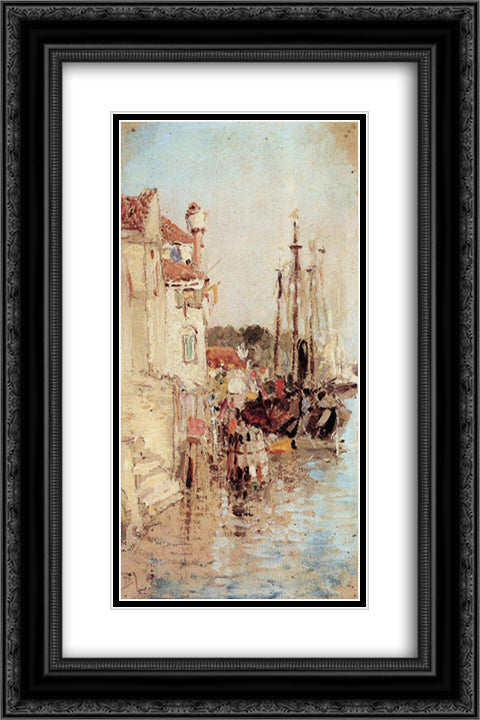 Venice. Channals. 16x24 Black Ornate Wood Framed Art Print Poster with Double Matting by Polenov, Vasily