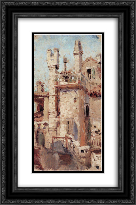 Venice. Pipes. 16x24 Black Ornate Wood Framed Art Print Poster with Double Matting by Polenov, Vasily