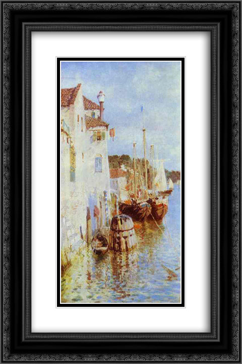 Venice 16x24 Black Ornate Wood Framed Art Print Poster with Double Matting by Polenov, Vasily