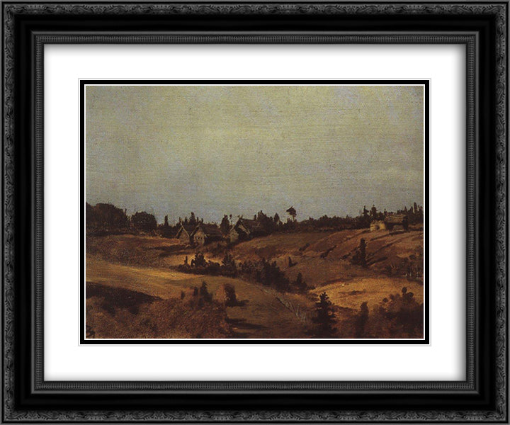 Village Mount Okulova 24x20 Black Ornate Wood Framed Art Print Poster with Double Matting by Polenov, Vasily