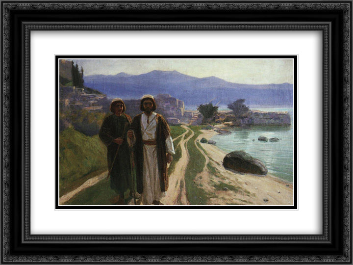 We decided to go to Jerusalem 24x18 Black Ornate Wood Framed Art Print Poster with Double Matting by Polenov, Vasily