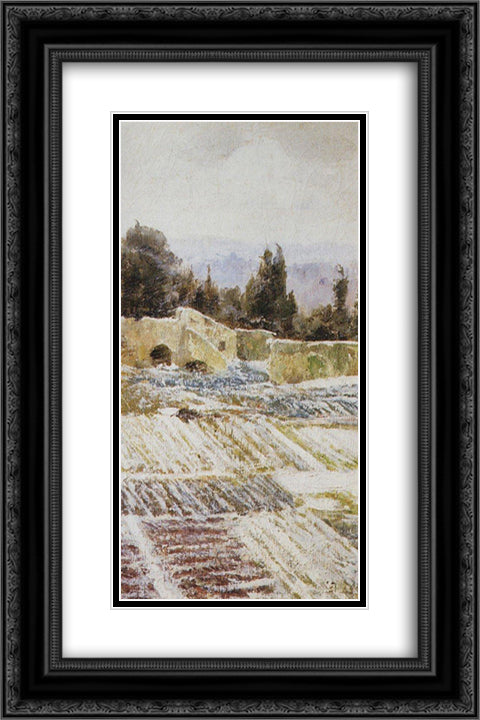 Winter in Rome 16x24 Black Ornate Wood Framed Art Print Poster with Double Matting by Polenov, Vasily