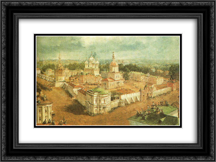 Bogojavlensky Anastadjin Monastery in Kostroma 24x18 Black Ornate Wood Framed Art Print Poster with Double Matting by Sadovnikov, Vasily