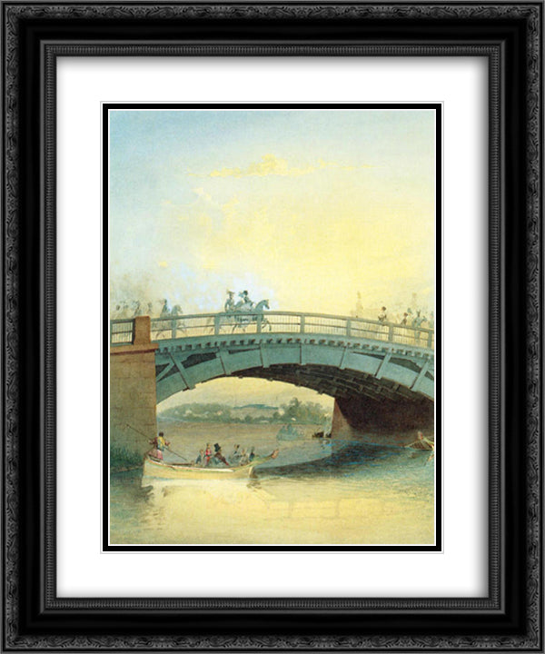 Kamennoostrovsky bridge 20x24 Black Ornate Wood Framed Art Print Poster with Double Matting by Sadovnikov, Vasily