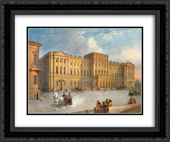 Mariinsky Palace as Seen from the Blue Bridge 24x20 Black Ornate Wood Framed Art Print Poster with Double Matting by Sadovnikov, Vasily