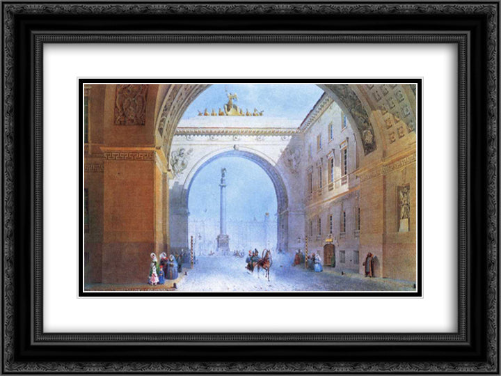 The Arch of the General Headquarters Building 24x18 Black Ornate Wood Framed Art Print Poster with Double Matting by Sadovnikov, Vasily