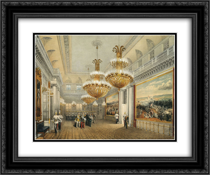 The Field Marshal's Hall of the Winter Palace 24x20 Black Ornate Wood Framed Art Print Poster with Double Matting by Sadovnikov, Vasily
