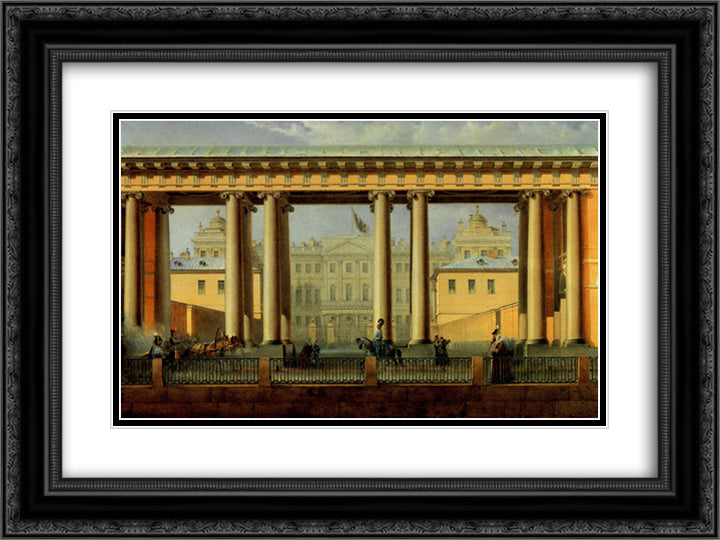 View of the Anichkov Palace from the Fontanka River 24x18 Black Ornate Wood Framed Art Print Poster with Double Matting by Sadovnikov, Vasily