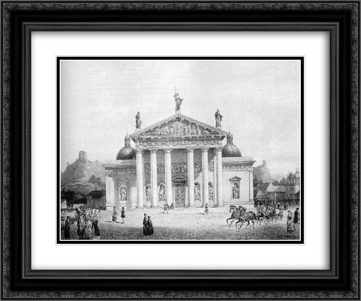 Vilnius Cathedral, Lithuania 24x20 Black Ornate Wood Framed Art Print Poster with Double Matting by Sadovnikov, Vasily