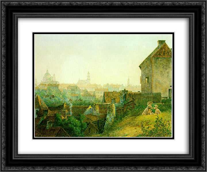 Vilnius City Panorama from Subachius street 24x20 Black Ornate Wood Framed Art Print Poster with Double Matting by Sadovnikov, Vasily