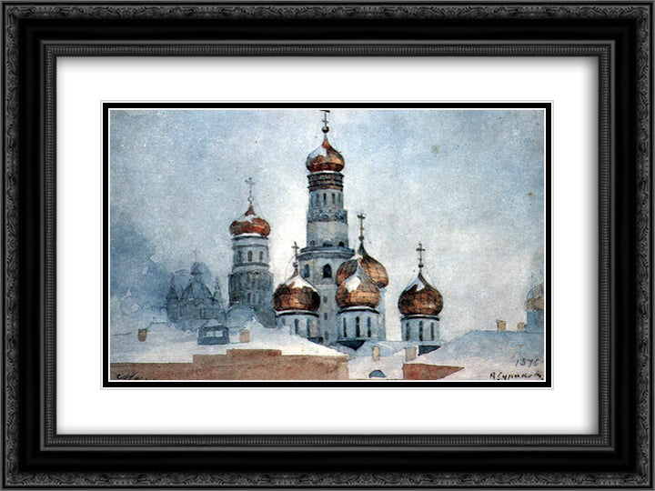 Belfry Ivan the Great 24x18 Black Ornate Wood Framed Art Print Poster with Double Matting by Surikov, Vasily
