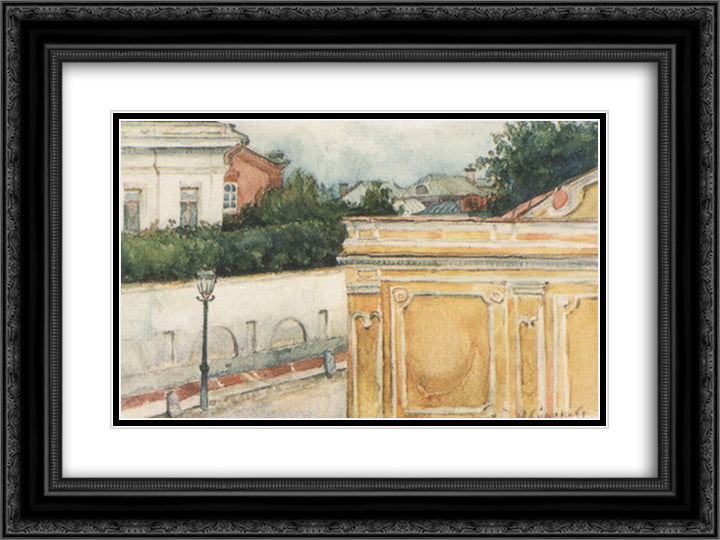 Bit of Moscow 24x18 Black Ornate Wood Framed Art Print Poster with Double Matting by Surikov, Vasily