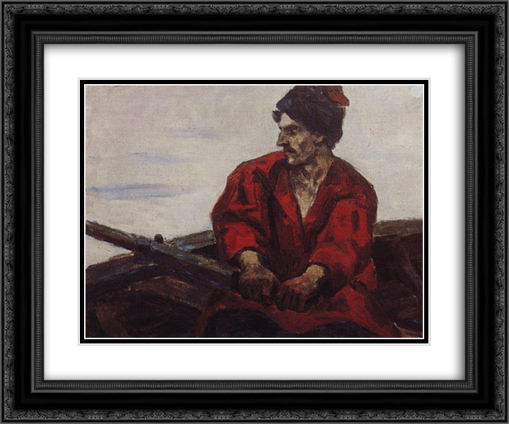 Boatsman 24x20 Black Ornate Wood Framed Art Print Poster with Double Matting by Surikov, Vasily