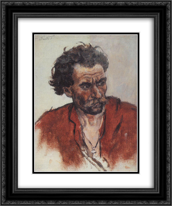 Cossack with red shirt 20x24 Black Ornate Wood Framed Art Print Poster with Double Matting by Surikov, Vasily