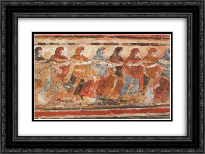 Dancing girls 24x18 Black Ornate Wood Framed Art Print Poster with Double Matting by Surikov, Vasily