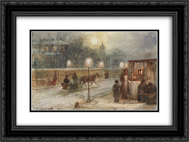 Evening in Petersburg 24x18 Black Ornate Wood Framed Art Print Poster with Double Matting by Surikov, Vasily