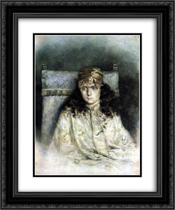Female portrait 20x24 Black Ornate Wood Framed Art Print Poster with Double Matting by Surikov, Vasily