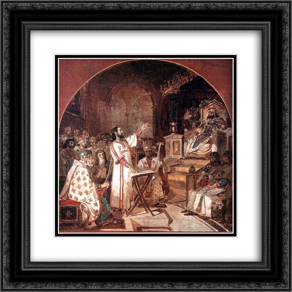 First Ecumenical Council of Nicaea 20x20 Black Ornate Wood Framed Art Print Poster with Double Matting by Surikov, Vasily