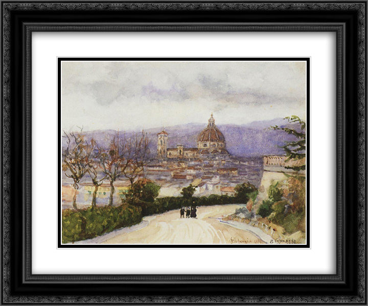 Florence. Walk. 24x20 Black Ornate Wood Framed Art Print Poster with Double Matting by Surikov, Vasily