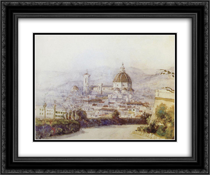 Florence 24x20 Black Ornate Wood Framed Art Print Poster with Double Matting by Surikov, Vasily