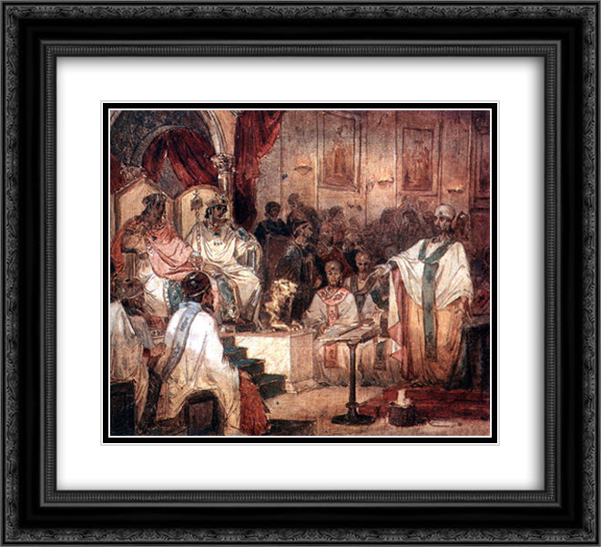 Fourth Ecumenical Council of Chalcedon 22x20 Black Ornate Wood Framed Art Print Poster with Double Matting by Surikov, Vasily