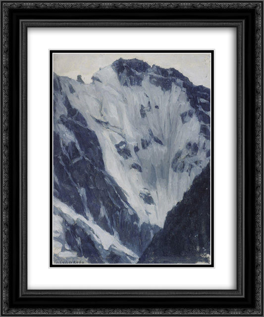 Snowy mountains 20x24 Black Ornate Wood Framed Art Print Poster with Double Matting by Surikov, Vasily