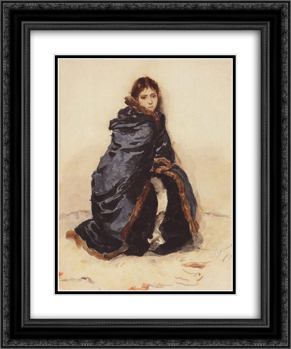 The elder Menshikov's daughter 20x24 Black Ornate Wood Framed Art Print Poster with Double Matting by Surikov, Vasily