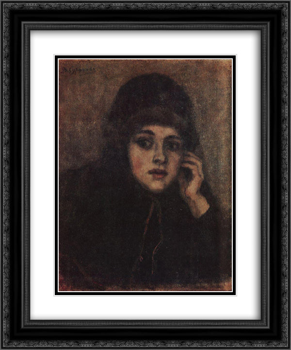 The head of nun 20x24 Black Ornate Wood Framed Art Print Poster with Double Matting by Surikov, Vasily
