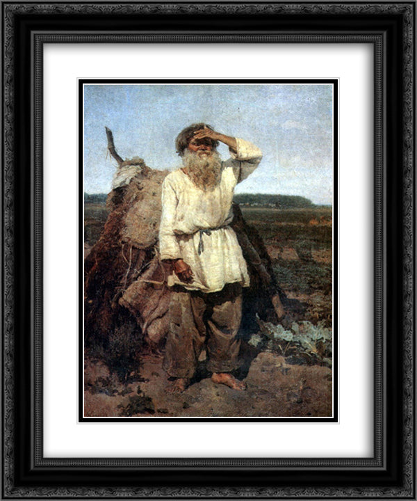 The old gardener 20x24 Black Ornate Wood Framed Art Print Poster with Double Matting by Surikov, Vasily