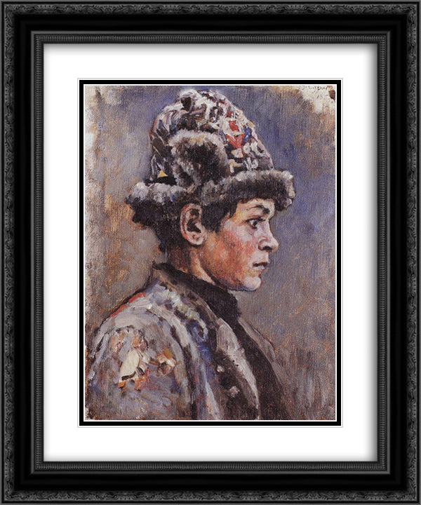 Thoughtful teenager 20x24 Black Ornate Wood Framed Art Print Poster with Double Matting by Surikov, Vasily