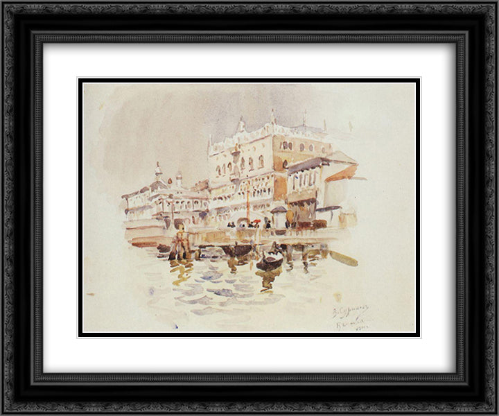 Venice. Doge's Palace. 24x20 Black Ornate Wood Framed Art Print Poster with Double Matting by Surikov, Vasily