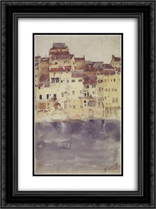 Venice 18x24 Black Ornate Wood Framed Art Print Poster with Double Matting by Surikov, Vasily