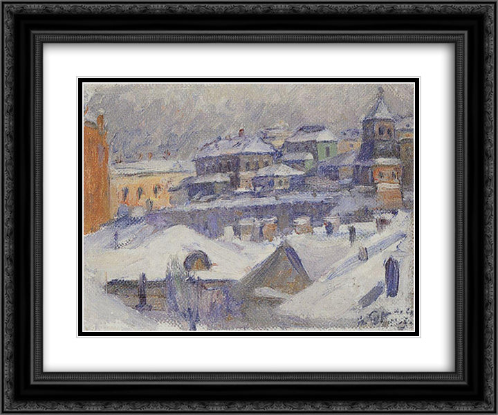View of Moscow 24x20 Black Ornate Wood Framed Art Print Poster with Double Matting by Surikov, Vasily