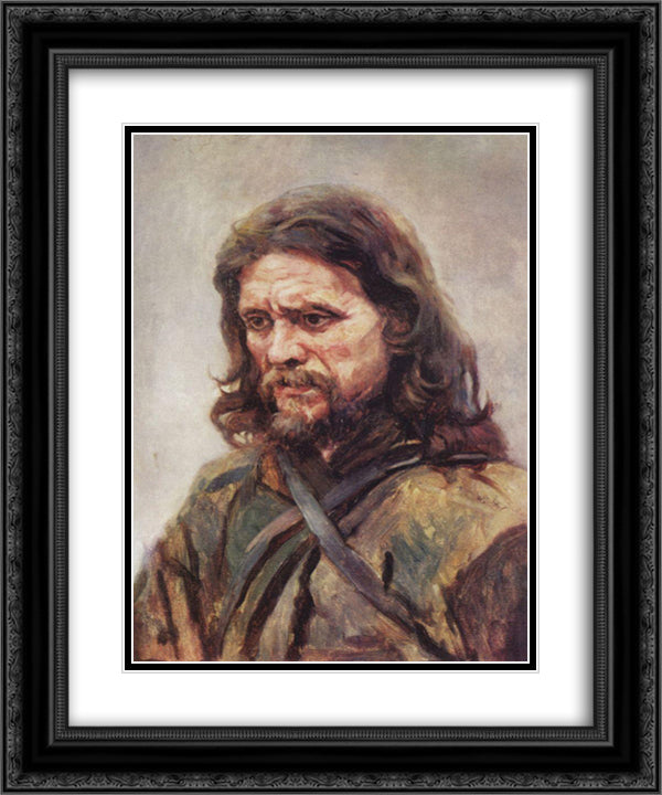 Wanderer 20x24 Black Ornate Wood Framed Art Print Poster with Double Matting by Surikov, Vasily