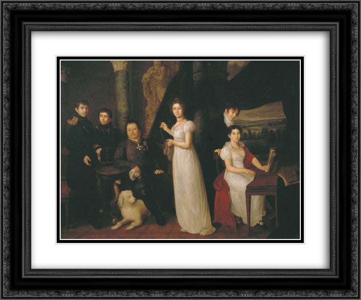 Family portrait of counts Morkovs 24x20 Black Ornate Wood Framed Art Print Poster with Double Matting by Tropinin, Vasily