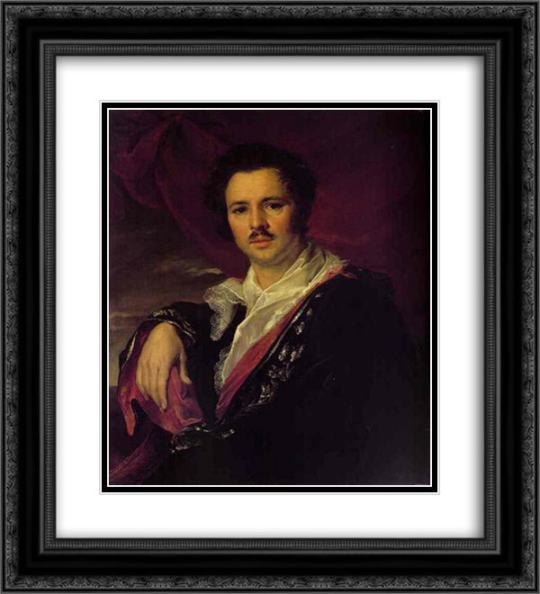 Maikov Nicholas Apollonovich 20x22 Black Ornate Wood Framed Art Print Poster with Double Matting by Tropinin, Vasily