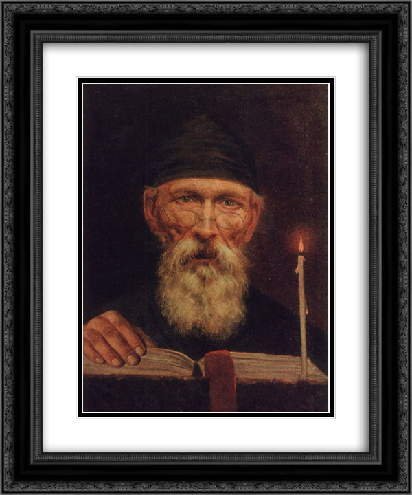 Monk with candle 20x24 Black Ornate Wood Framed Art Print Poster with Double Matting by Tropinin, Vasily