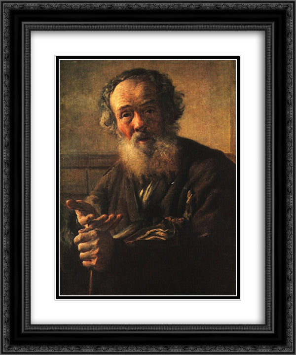 Old beggar 20x24 Black Ornate Wood Framed Art Print Poster with Double Matting by Tropinin, Vasily
