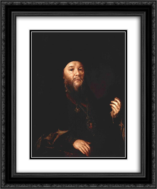 Portrait de l`Archimandrite Theophane 20x24 Black Ornate Wood Framed Art Print Poster with Double Matting by Tropinin, Vasily