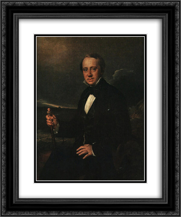 Portrait of A. A. Sapozhnikov 20x24 Black Ornate Wood Framed Art Print Poster with Double Matting by Tropinin, Vasily