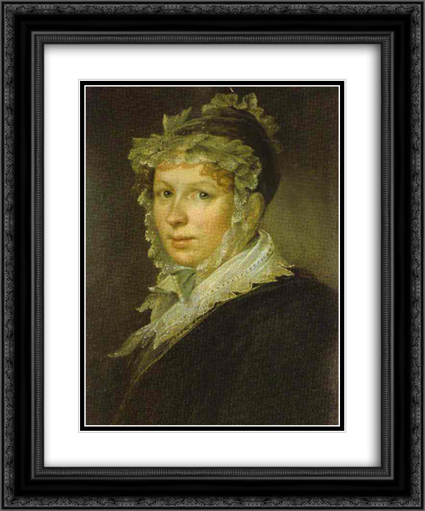 Portrait of A. I. Tropinina, the Artist`s Wife 20x24 Black Ornate Wood Framed Art Print Poster with Double Matting by Tropinin, Vasily