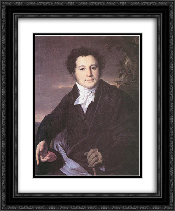 Portrait of A.A. Sannikov 20x24 Black Ornate Wood Framed Art Print Poster with Double Matting by Tropinin, Vasily