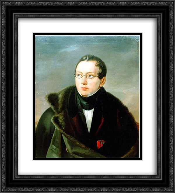 Portrait of Alexander Vsevoldovich Vsevolozsk 20x22 Black Ornate Wood Framed Art Print Poster with Double Matting by Tropinin, Vasily