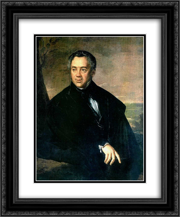 Portrait of an unknown 20x24 Black Ornate Wood Framed Art Print Poster with Double Matting by Tropinin, Vasily