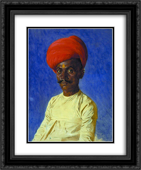 Bania (trader). Bombay 20x24 Black Ornate Wood Framed Art Print Poster with Double Matting by Vereshchagin, Vasily